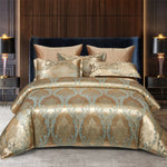 Housse de couette 220x240 en satin jacquard rouge sur lit double