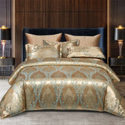 Housse de couette 220x240 en satin jacquard luxe pour lit double queen king - Ombre Interieur