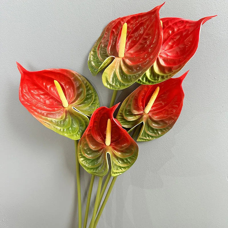 fleurs artificielles rouge vert blanc modernes intérieur décoration maison tringle fixée set pièces