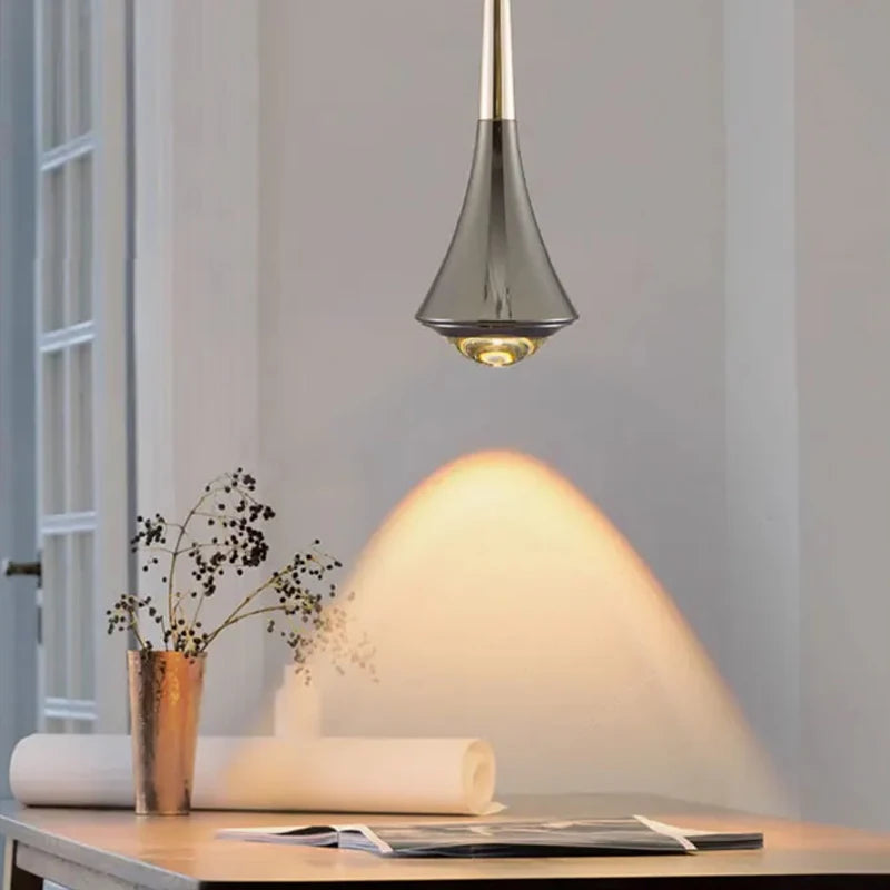 suspension lumineuse moderne pendentif cristal noir doré minimaliste ajustable chambre salon