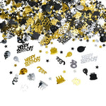 Pack complet confettis avec chiffres et ballons dorés