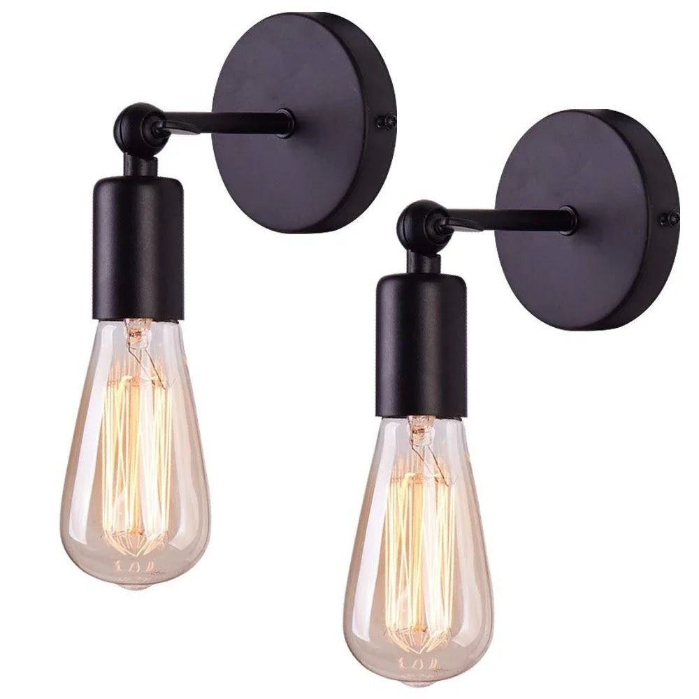 lampe murale industrielle vintage ampoule edison verre transparent noir blanc étude chambre