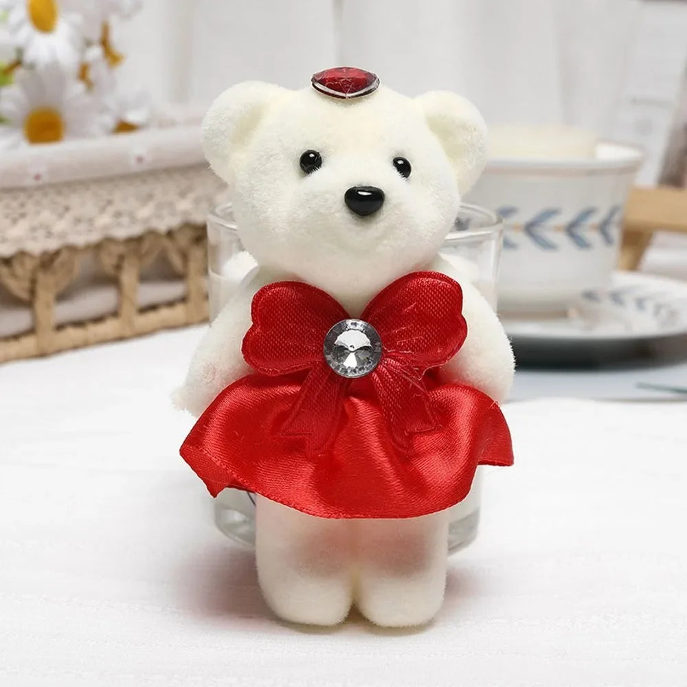 ours peluche blanc doux velouté rubans strass coeurs couronne dorée décoration anniversaire mariage