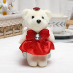 ours peluche blanc doux velouté rubans strass coeurs couronne dorée décoration anniversaire mariage