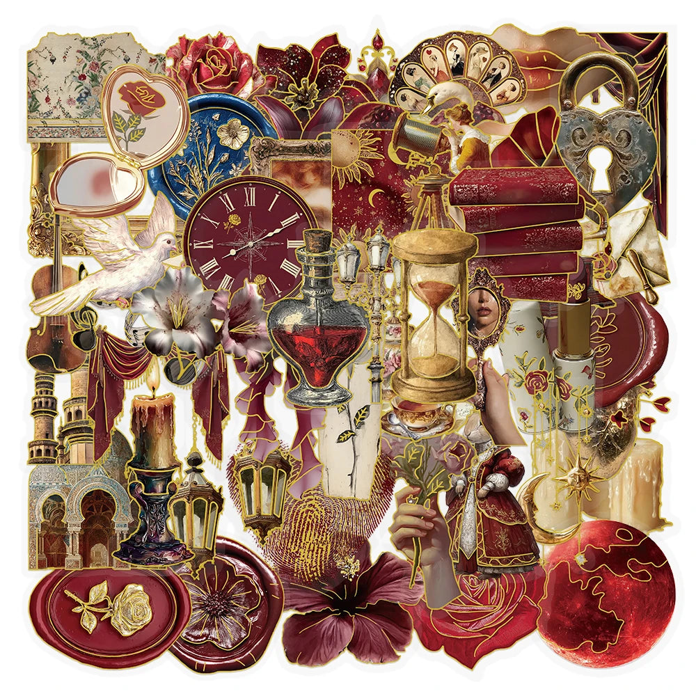 Autocollants Rouges Rétro Cadeaux Fêtes Décoration Maison Clas Récompenses Scrapbooking Ordinateur Portable Bagages Etui