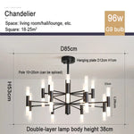 Suspension lumineuse moderne or structure géométrique tubes lumineux fixation crochet éclairage led chambre salon