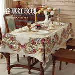 nappe table rectangle polyester fleur printemps été automne hiver traditionnelle européenne beige rouge verte