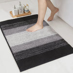 tapis bain absorbant antidérapant polyester moderne rayures noir gris blanc