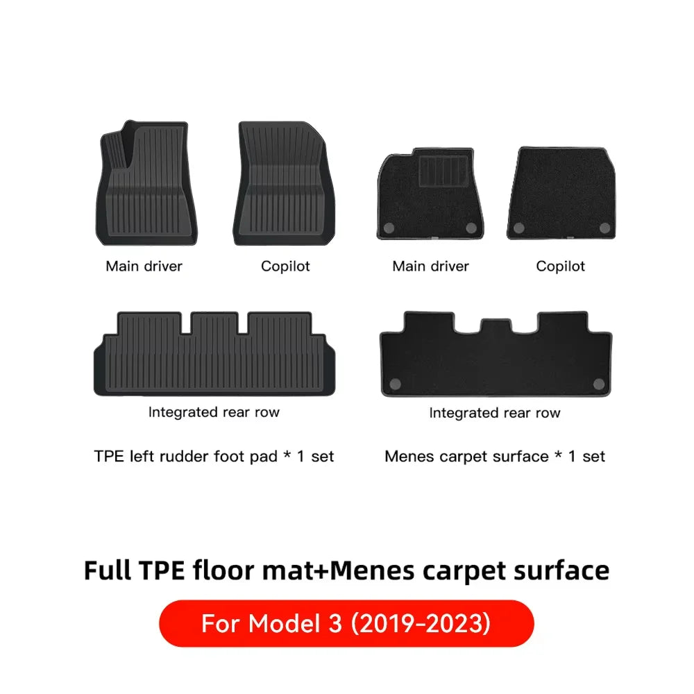 tapis sol voiture noir rayures horizontales minimaliste anti dérapant boucle spécifique imperméable intérieur auto