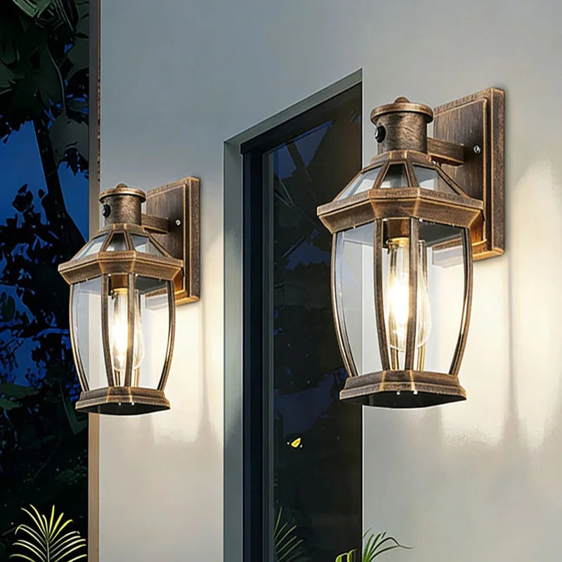 lampe murale transparente classique éclairage extérieur résistant bronze verre aluminium jardin