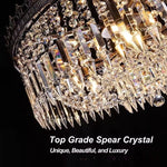 chandelier cristal transparent flèches luxe classique suspension doré argenté