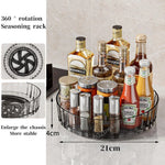 rangement rotatif épices bouteilles noir argenté transparent moderne 21cm 4cm
