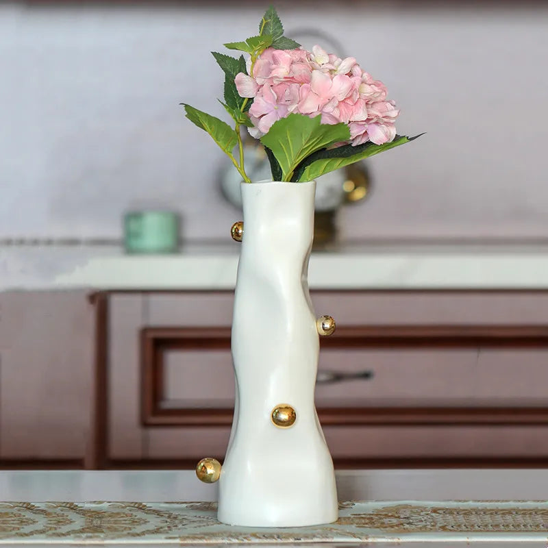 vase moderne résine or blanc argent vis fixé table ornement déco maison