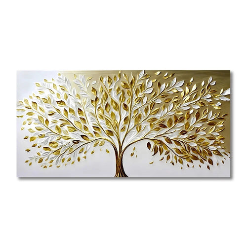 tableau abstrait moderne multicolore arbre fleurs paysage toile sans cadre décoration intérieure salon horizontal