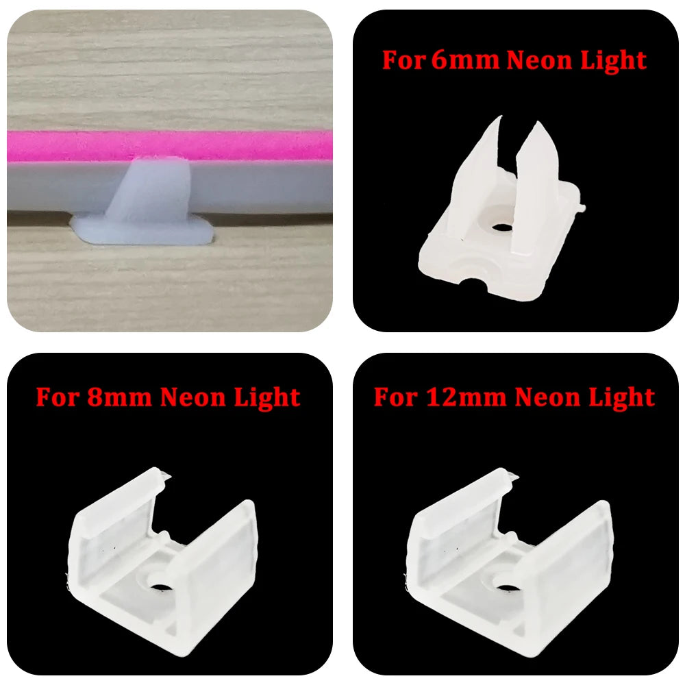 clips fixation rubans led blancs plastique haute qualité 6mm 8mm 12mm certifiés fcc rohs
