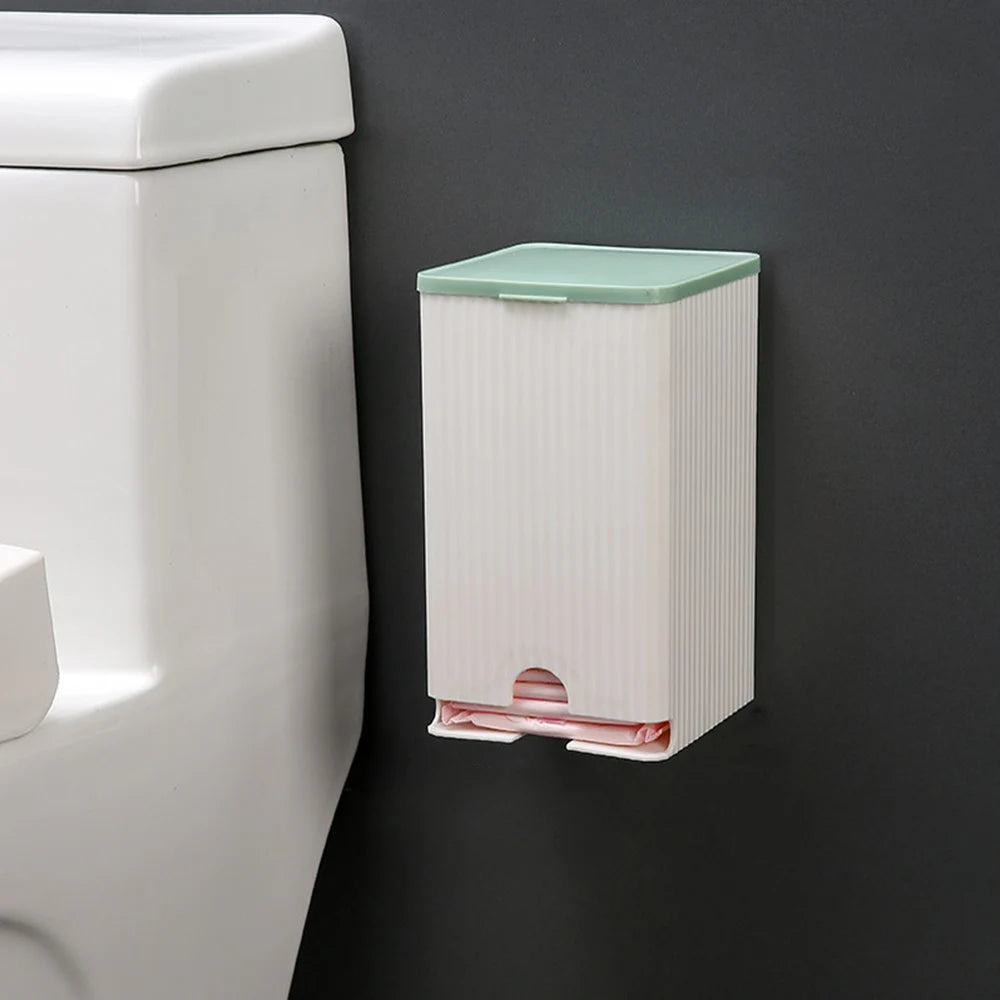 distributeur serviettes hygiéniques boîte rangement adhésif moderne rayures verticales blanc rose vertclair