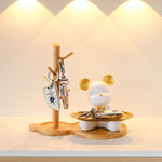 porte clés ours résine moderne blanc rose vert brillant animalier tringle plateau decoration maison
