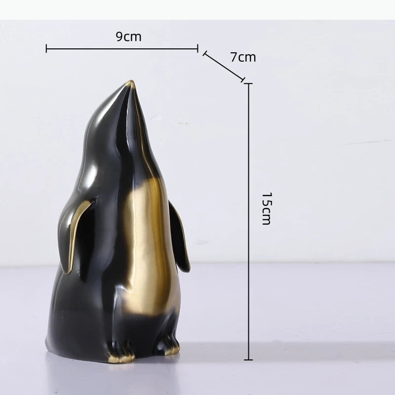 sculpture orne animaux oiseaux pingouin or texture moderne décoration maison occasionnels