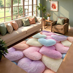 tapis moderne multicolore peluche coeurs salon chambre extérieur 120x160cm polyester