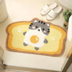 tapis sol antidérapant polyester jaune blanc décoratif enfant animal dessin kitchen non slip