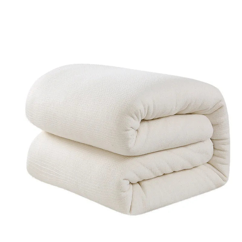 couverture coton blanc texture tissée simple bordure blanche chaude hiver maison chambre nuit