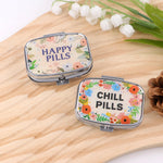 boîte pilules moderne fleuries multicolores portable organisateur blanc motifs graphiques