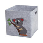 boîte rangement tissu felt pliable animaux motif gris clair enfant jouets vêtements poignées