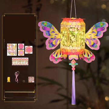 lanterne papillon artisanale transparente motifs floraux couleurs vives tassel inclusion ornementations traditionnelles occasions fêtes