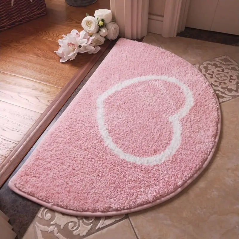 tapis sol moderne rose coeur blanc texture douce polyester résistant 40x60cm 50x80cm 60x90cm 80x120cm
