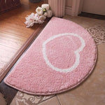 tapis sol moderne rose coeur blanc texture douce polyester résistant 40x60cm 50x80cm 60x90cm 80x120cm