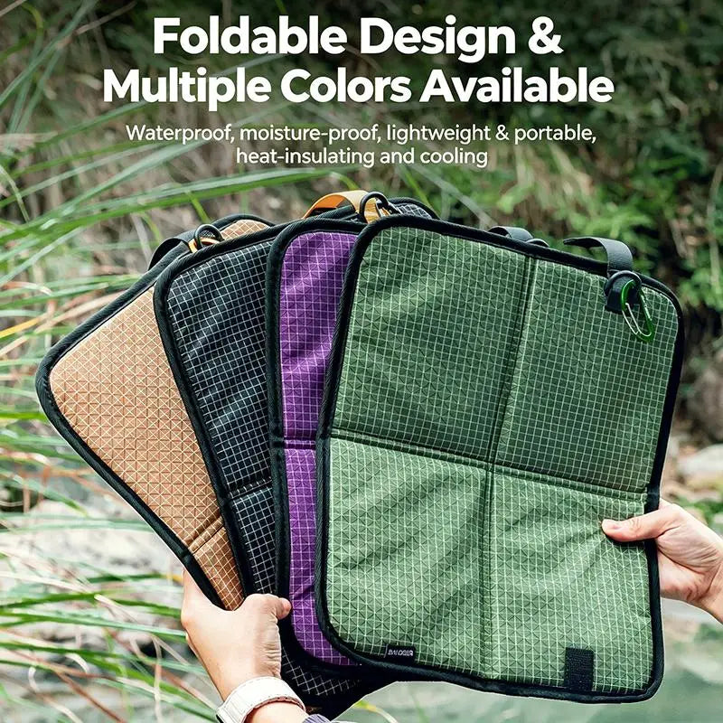 coussin pliable camping violet vert beige maille fine imperméable carabine poignée moderne pratique
