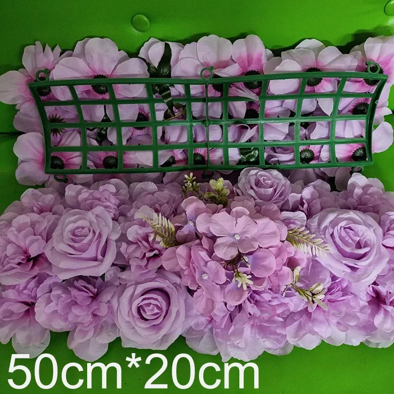 panneaux fleurs artificielles violettes décoratives intérieur mariage anniversaire hydrangeas roses texture naturelle