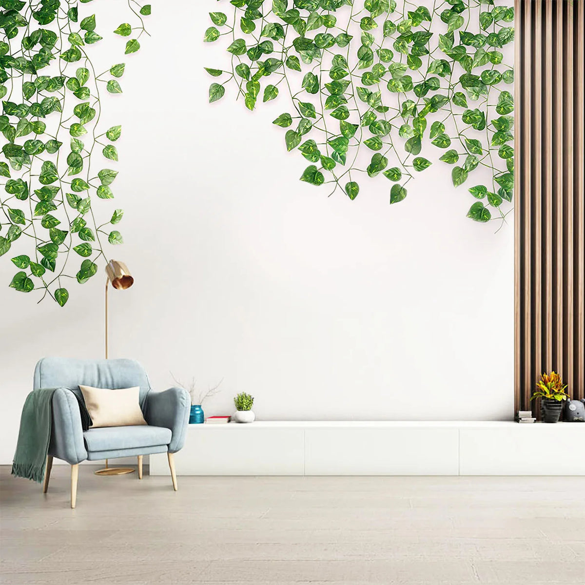 guirlande artificielle feuilles vertes naturelles intérieur décoration maison mariage anniversaire 2.1m 72 feuilles