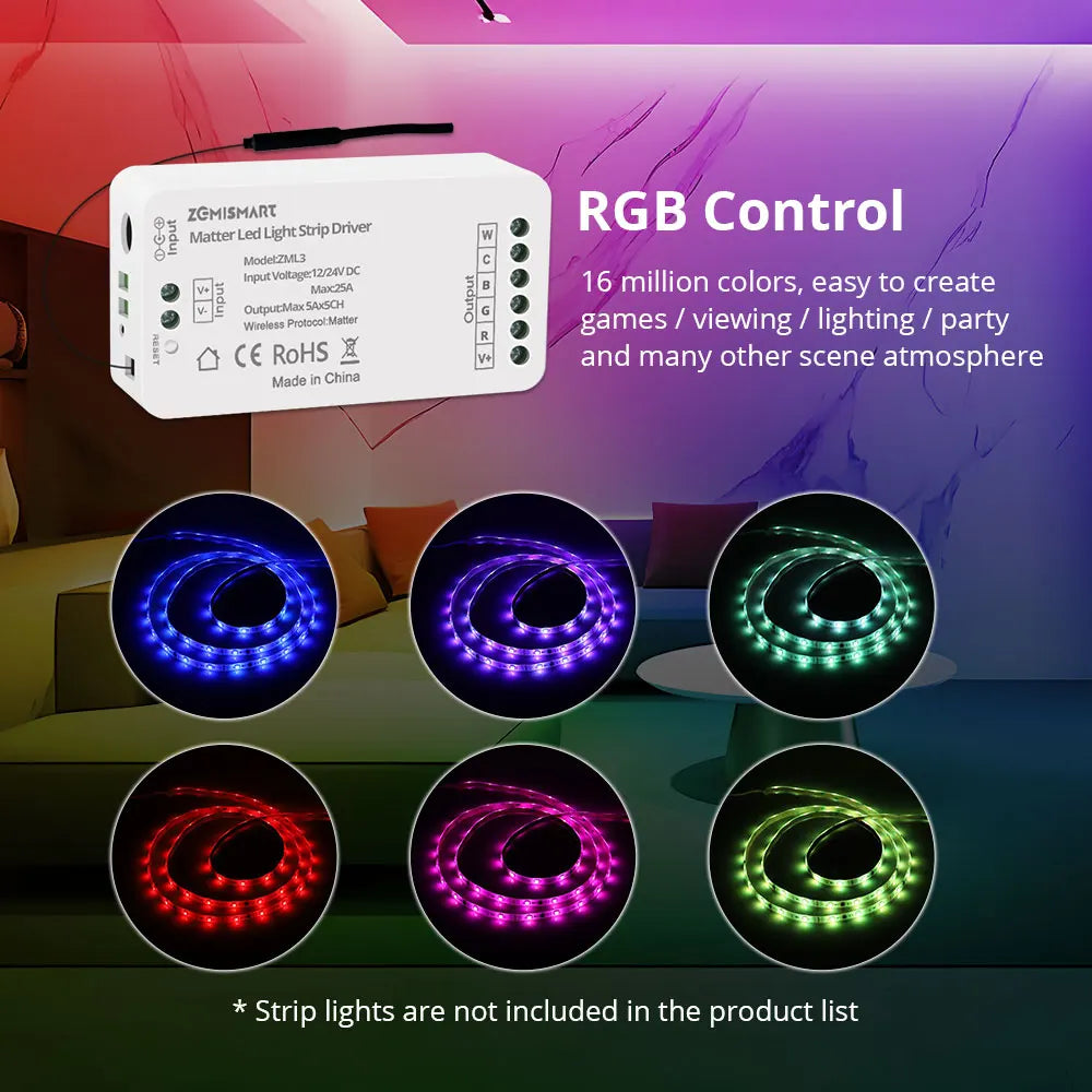 contrôleur bande led blanc moderne alexa google smartthings homekit rgb cw ww