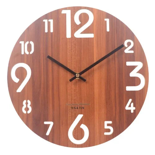 horloge murale moderne bois grainé aiguille quartz 30cm salon décoration minimaliste