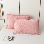taies d'oreiller jacquard papillons brodés gris bleu rose vert beige violet modernes lit hiver
