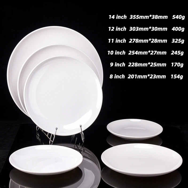 assiettes blanches rondes opaques modernes plastique 10 11 12 14 pouces