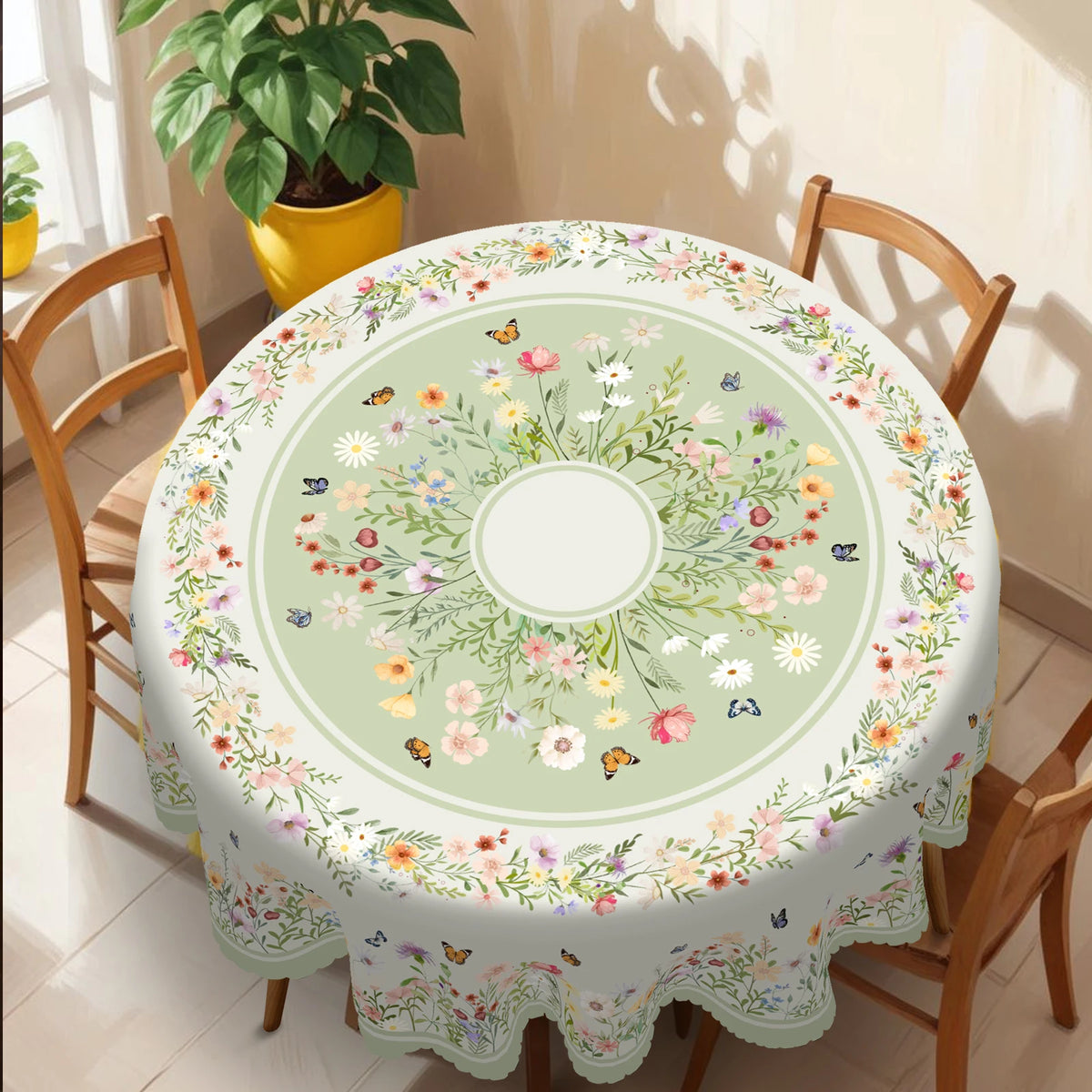 nappes imperméables fleur printemps motifs papillons tables extérieures fêtes mariages decoration verte