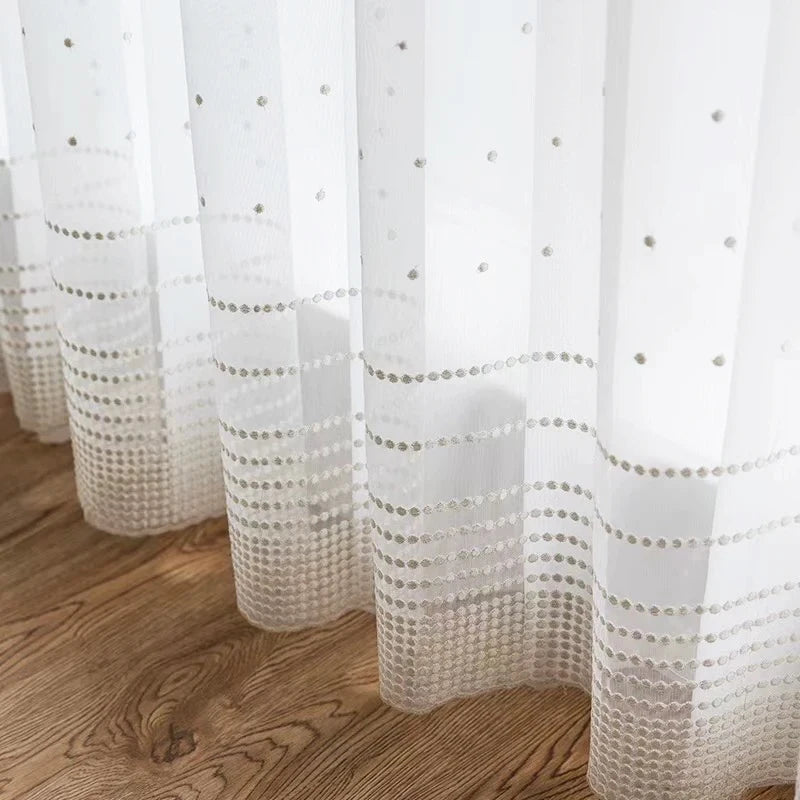 rideau blanc pois minimalist moderne transparent fenêtre extérieure nordic qualite haute
