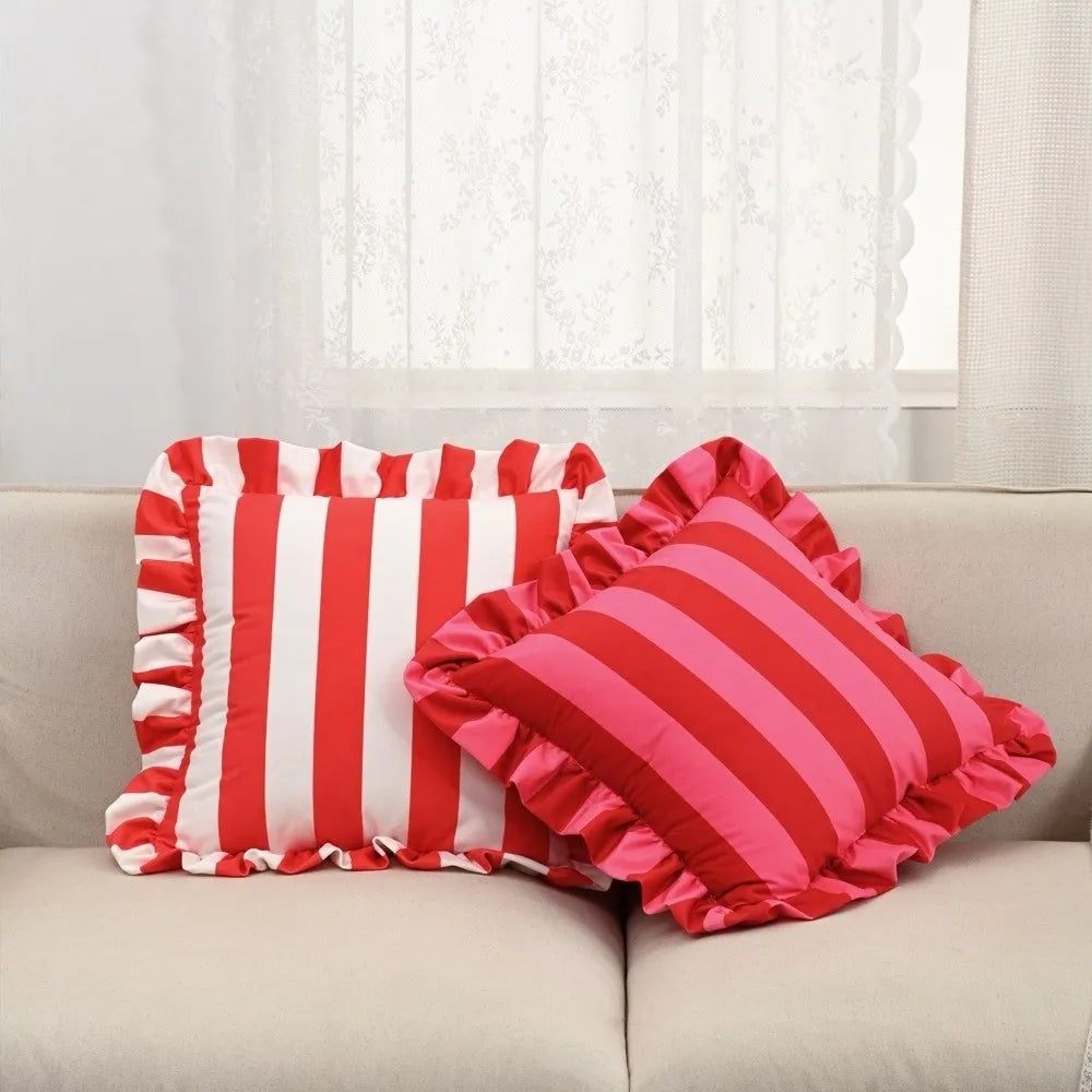 taie d'oreiller rayée vert rose polyester moderne adhésif lit chambre salon decoration 45cm 45cm