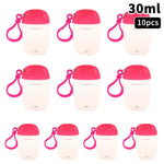 sac voyage bouteilles rangement transparentes couleurs vert bleu rose pratique moderne anneaux fixation