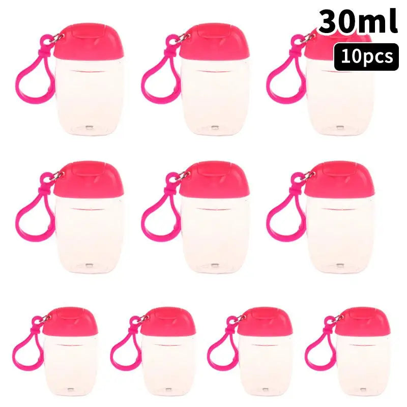 sac voyage bouteilles rangement transparentes couleurs vert bleu rose pratique moderne anneaux fixation