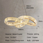 suspension lumineuse pendentif cristal or brillant moderne élégant 4000k 3000k 6000k led 10m2