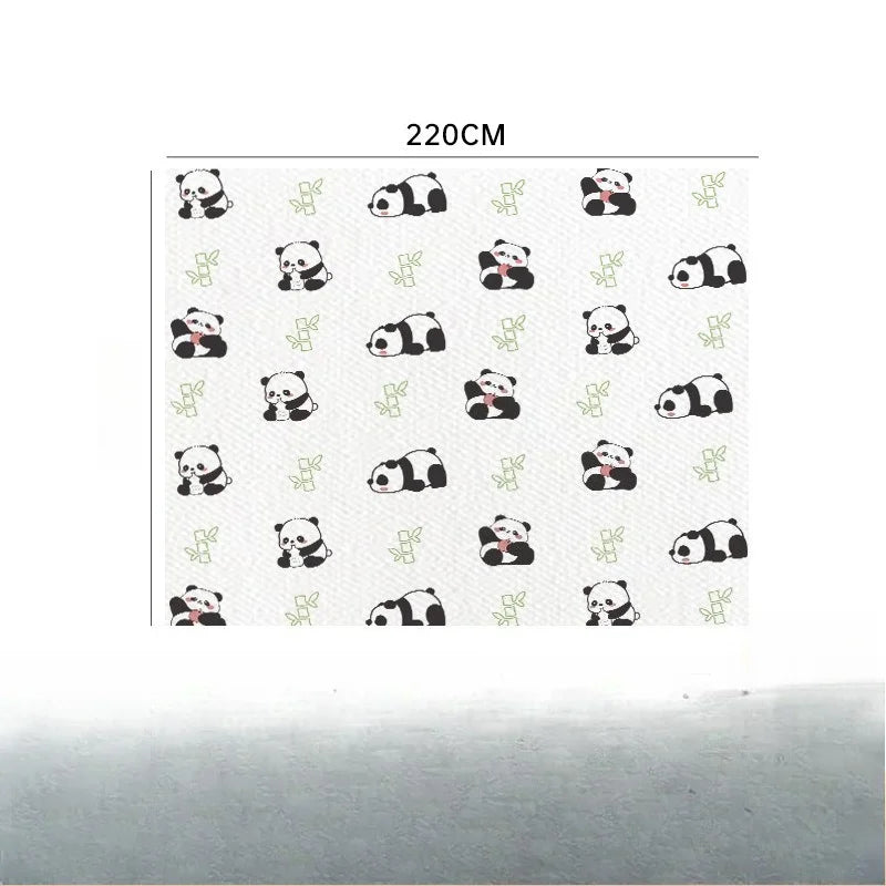 tapis pique nique jetable imperméable blanc noir vert panda bambou moderne cartoon 160 220cm