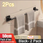 porte serviettes adhésif noir moderne 50cm poli aluminium salle bain