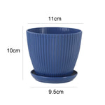 Pot fleurs moderne rayures vertes bleues blanches plateau support diverse couleurs
