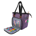 Sac couture rose imprimé floral poignées aiguilles crochets outils rangement 40cm 21cm 22cm