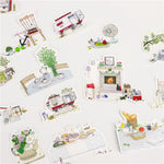 autocollants kawaii mignons motifs floraux géométriques texturés couleurs vives blanc orange rouge vert