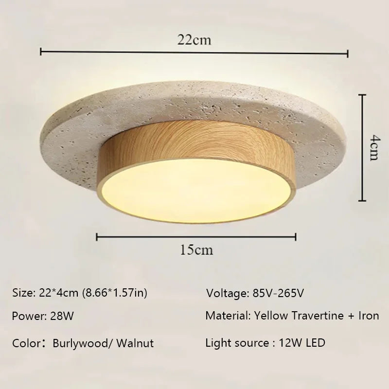lampe moderne pierre jaune finition bois 12w led 22cm beige brunclair minimalisteintérieuréclairage