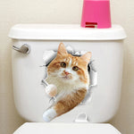 sticker mural 3d chaton orange gris opale adhésif salle bain décoration animaux